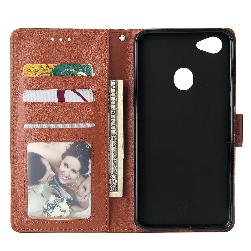 For OPPO F7 Wallet-type PU Leather Protective Phone Case with Buckle & 3 Card Position black