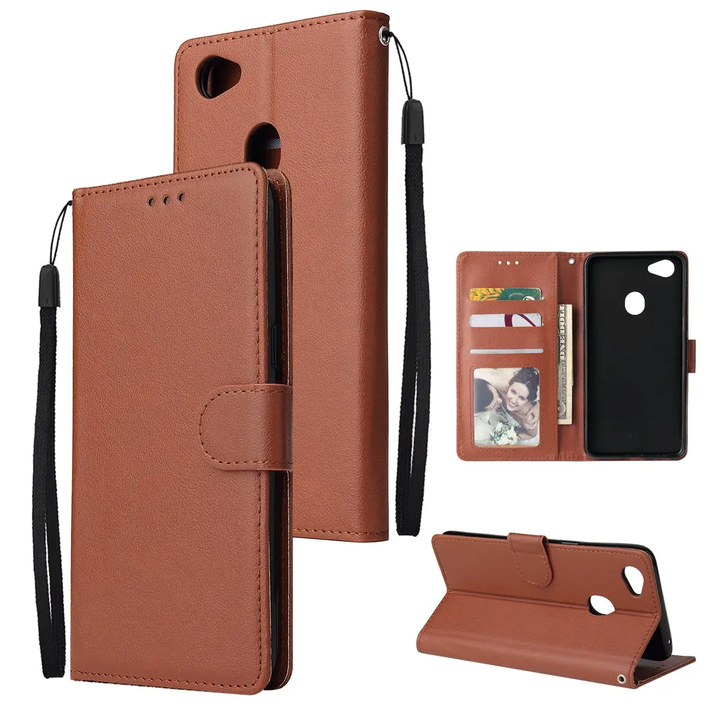 For OPPO F7 Wallet-type PU Leather Protective Phone Case with Buckle & 3 Card Position black