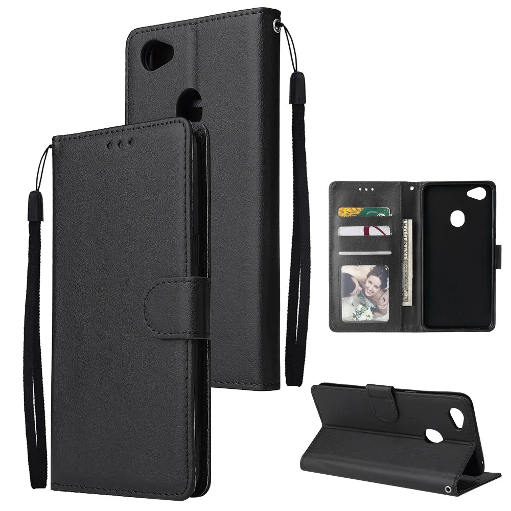 For OPPO F7 Wallet-type PU Leather Protective Phone Case with Buckle & 3 Card Position black