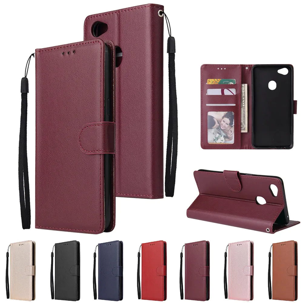 For OPPO F7 Wallet-type PU Leather Protective Phone Case with Buckle & 3 Card Position black