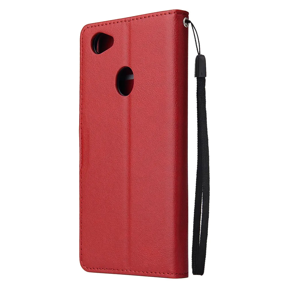 For OPPO F7 Wallet-type PU Leather Protective Phone Case with Buckle & 3 Card Position red