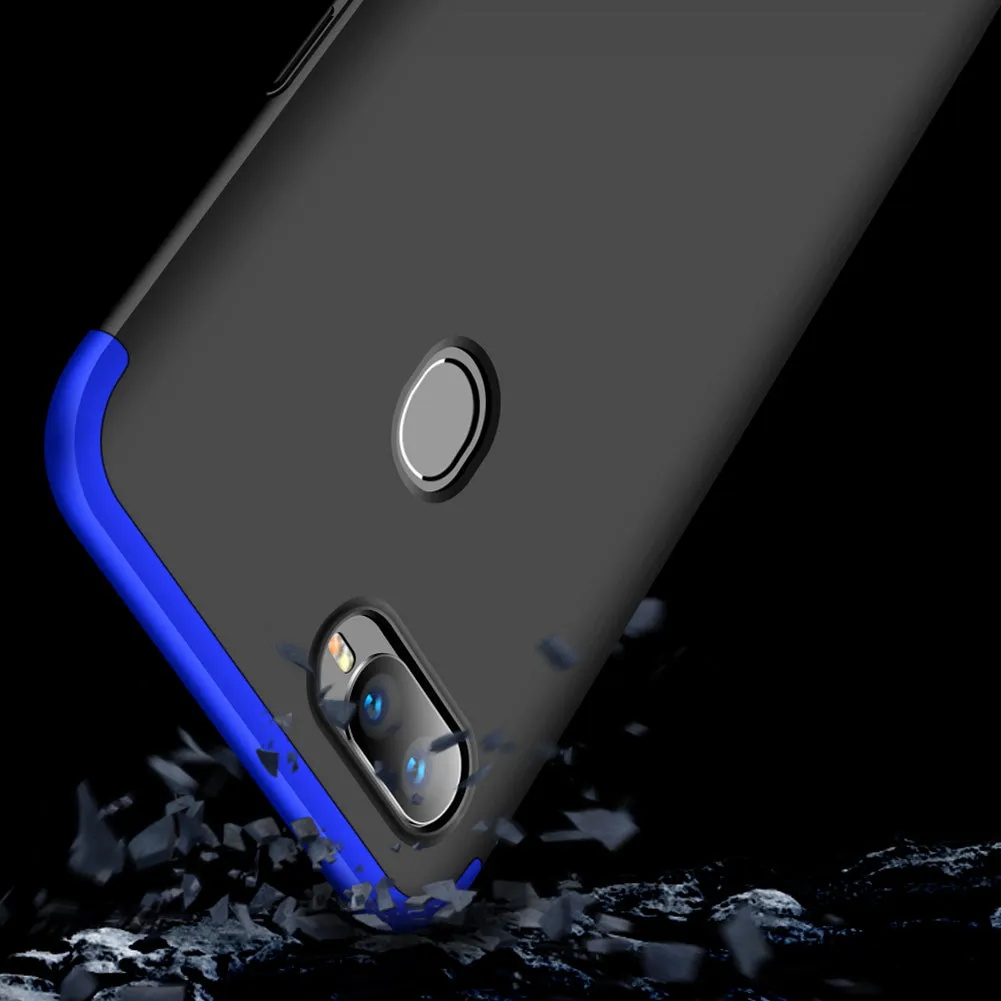 For OPPO F9/F9 Pro 3 in 1 360 Degree Non-slip Shockproof Full Protective Case blue black blue
