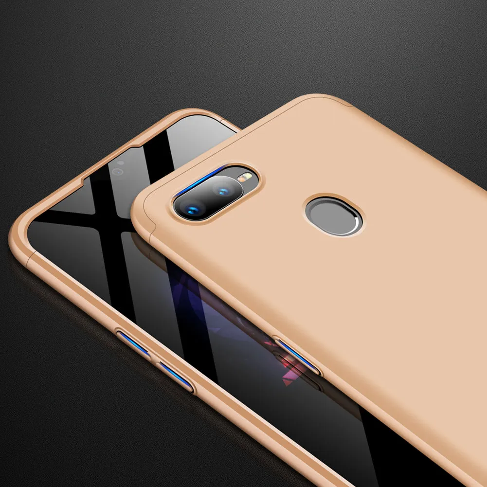 For OPPO F9/F9 Pro 3 in 1 360 Degree Non-slip Shockproof Full Protective Case gold