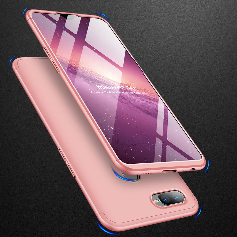 For OPPO F9/F9 Pro 3 in 1 360 Degree Non-slip Shockproof Full Protective Case gold