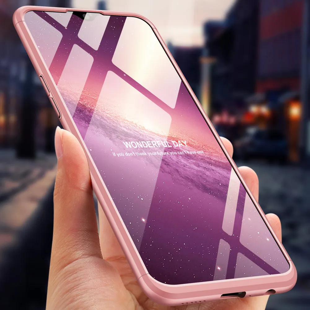 For OPPO F9/F9 Pro 3 in 1 360 Degree Non-slip Shockproof Full Protective Case gold