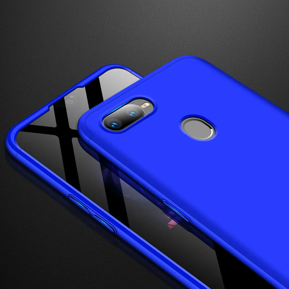 For OPPO F9/F9 Pro 3 in 1 360 Degree Non-slip Shockproof Full Protective Case silver black silver