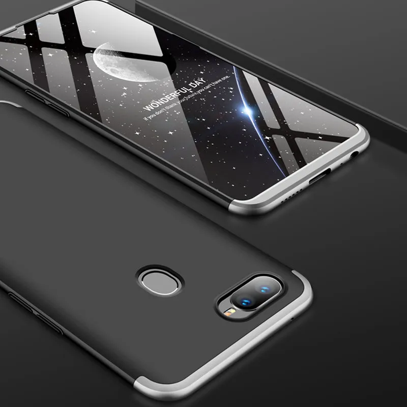 For OPPO F9/F9 Pro 3 in 1 360 Degree Non-slip Shockproof Full Protective Case silver black silver