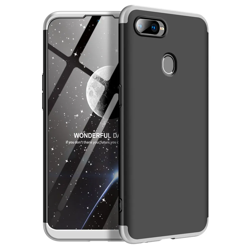 For OPPO F9/F9 Pro 3 in 1 360 Degree Non-slip Shockproof Full Protective Case silver black silver