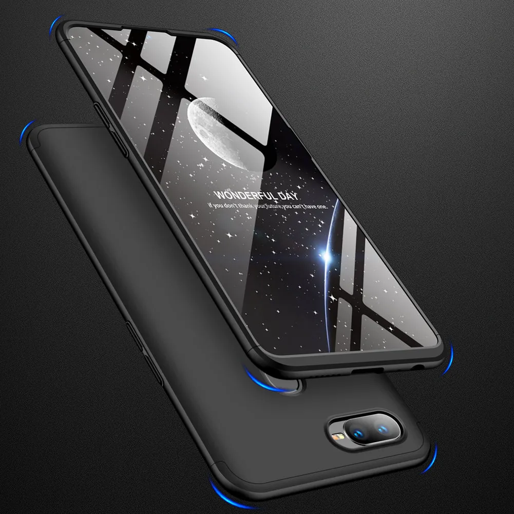 For OPPO F9/F9 Pro 3 in 1 360 Degree Non-slip Shockproof Full Protective Case silver black silver