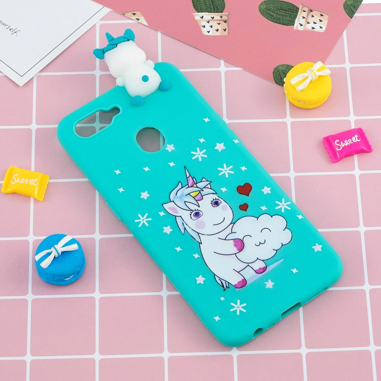 For OPPO F9/F9 PRO 3D Cute Coloured Painted Animal TPU Anti-scratch Non-slip Protective Cover Back Case Love unicorn