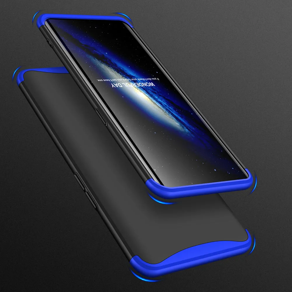 For OPPO Find X Ultra Slim PC Back Cover Non-slip Shockproof 360 Degree Full Protective Case blue black blue
