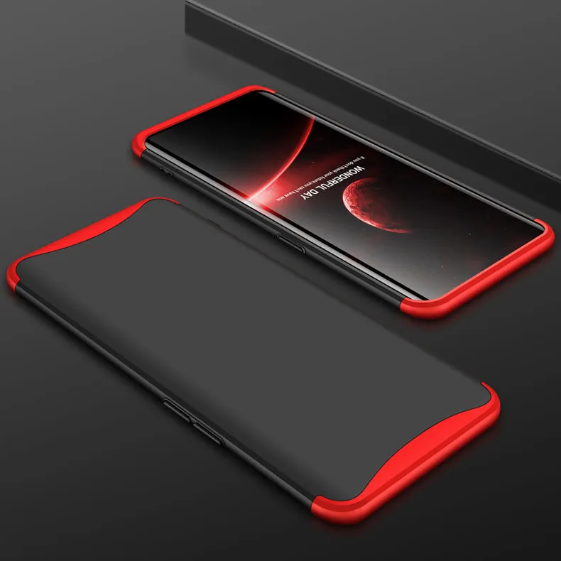 For OPPO Find X Ultra Slim PC Back Cover Non-slip Shockproof 360 Degree Full Protective Case Red black red
