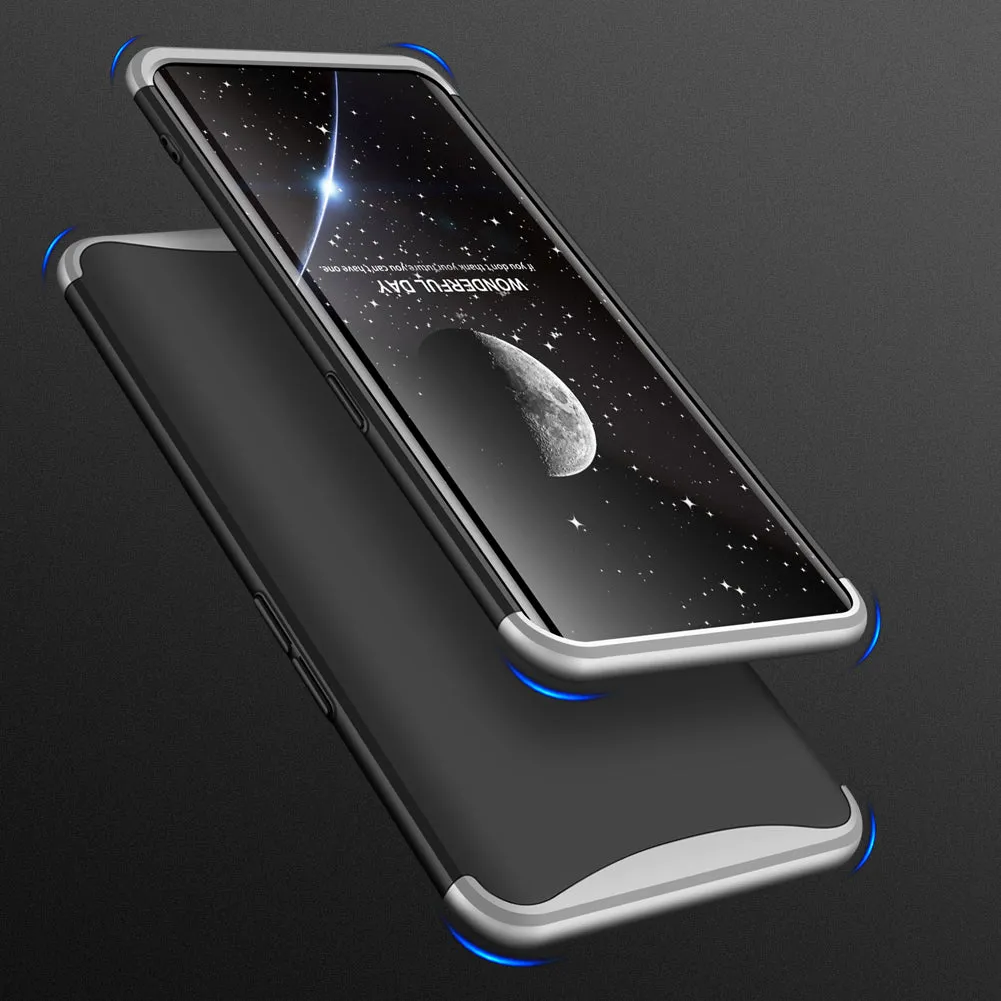For OPPO Find X Ultra Slim PC Back Cover Non-slip Shockproof 360 Degree Full Protective Case silver black silver
