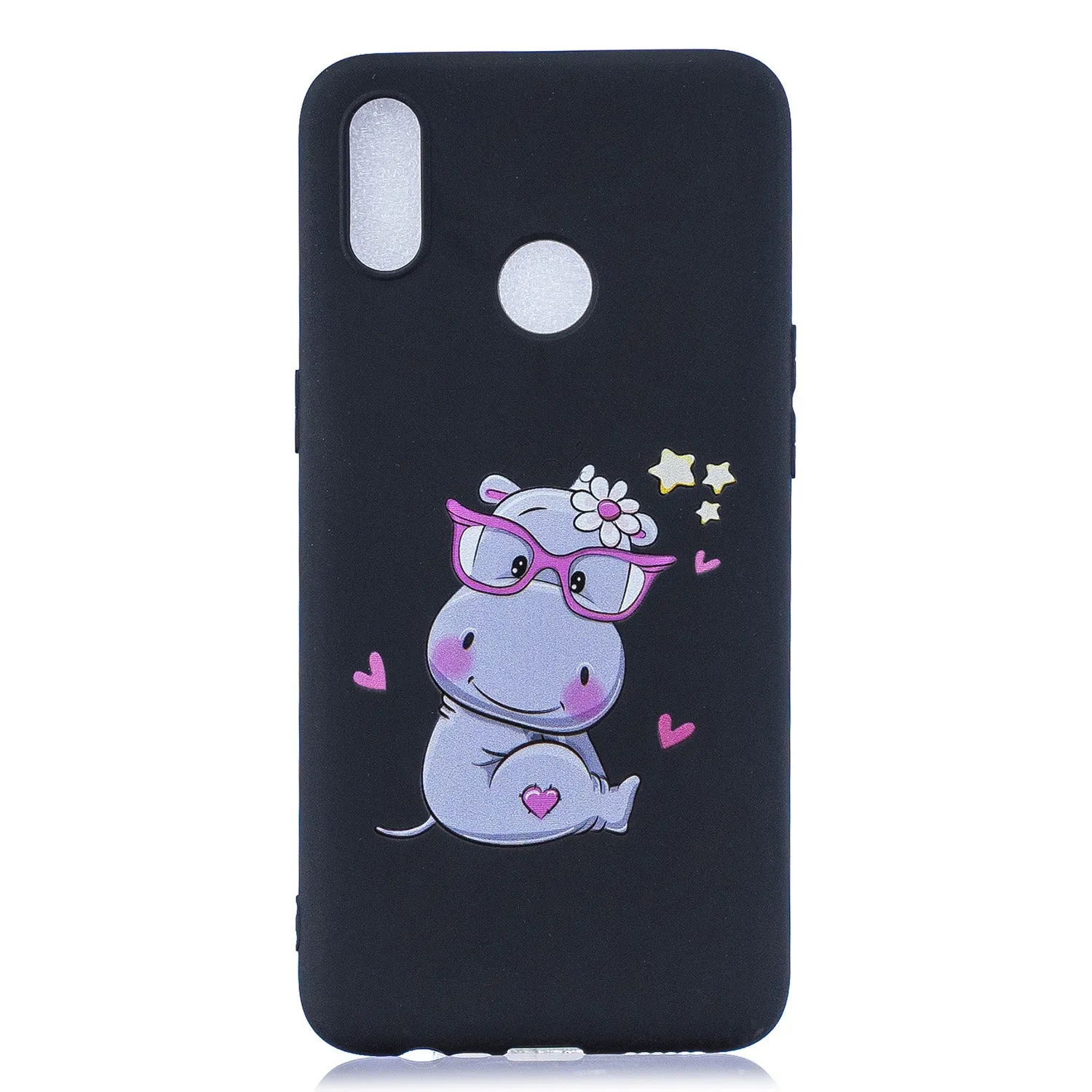 For OPPO Realme 3 Cartoon Lovely Coloured Painted Soft TPU Back Cover Non-slip Shockproof Full Protective Case with Lanyard Light pink