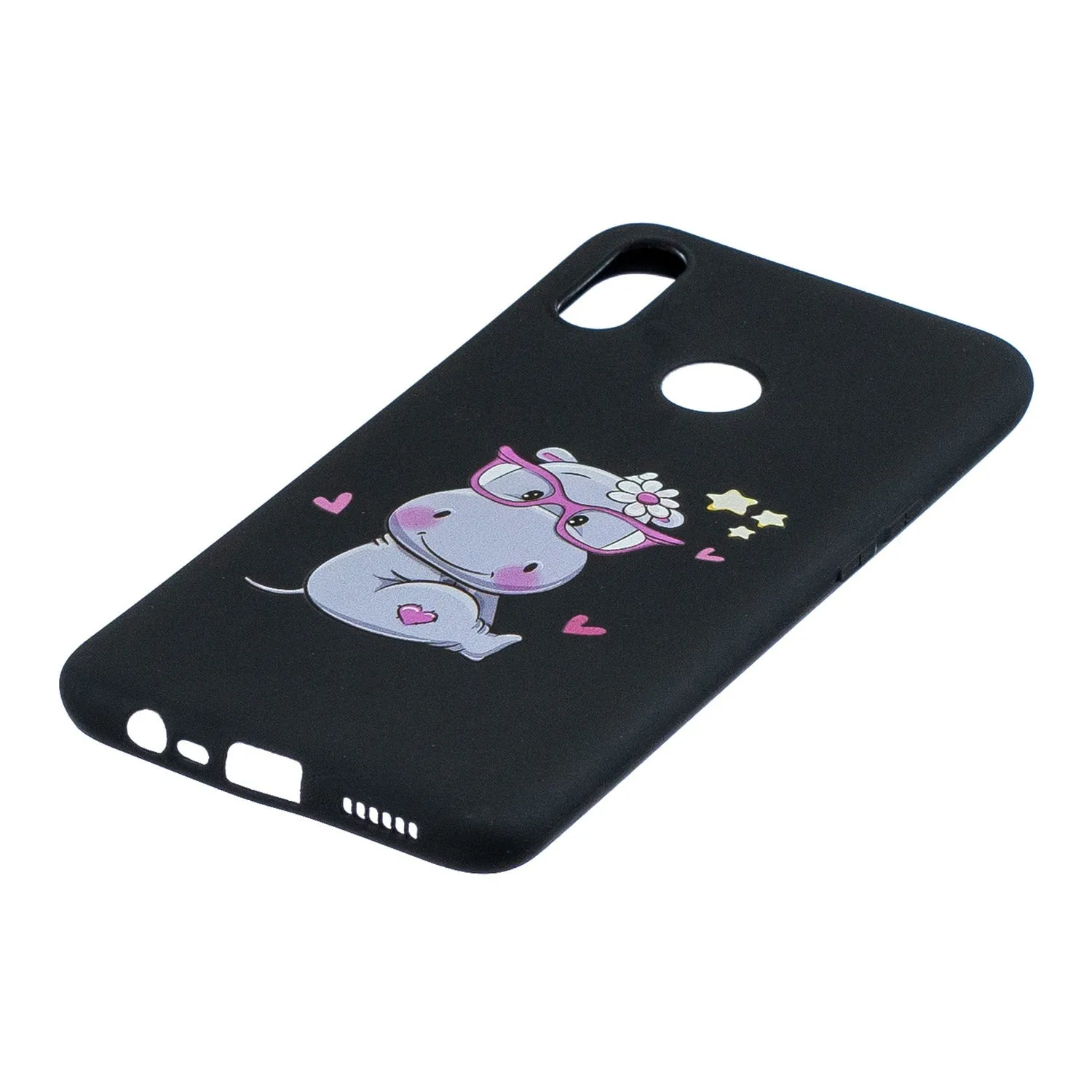 For OPPO Realme 3 Cartoon Lovely Coloured Painted Soft TPU Back Cover Non-slip Shockproof Full Protective Case with Lanyard Light pink