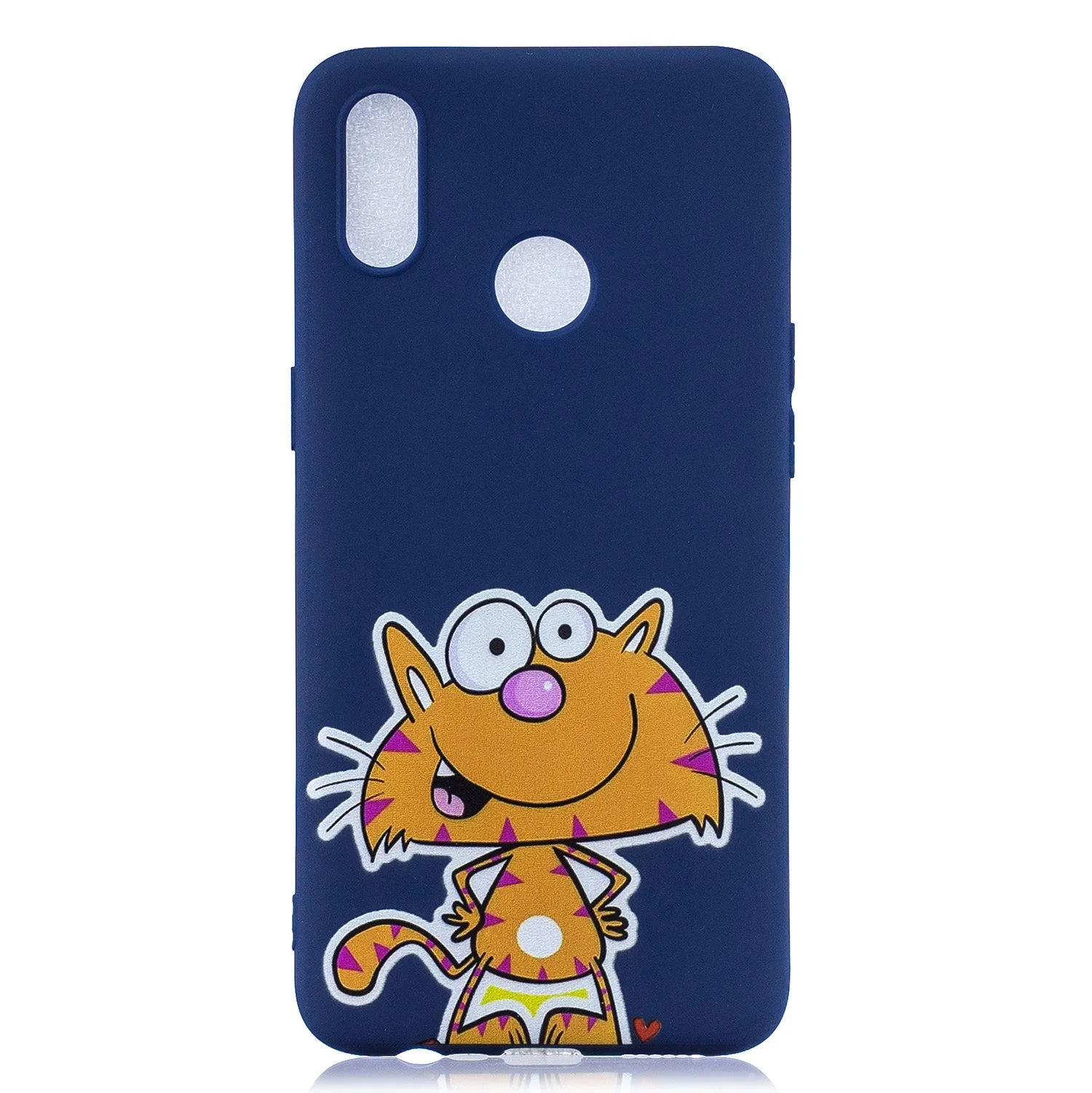 For OPPO Realme 3 Cartoon Lovely Coloured Painted Soft TPU Back Cover Non-slip Shockproof Full Protective Case with Lanyard sapphire
