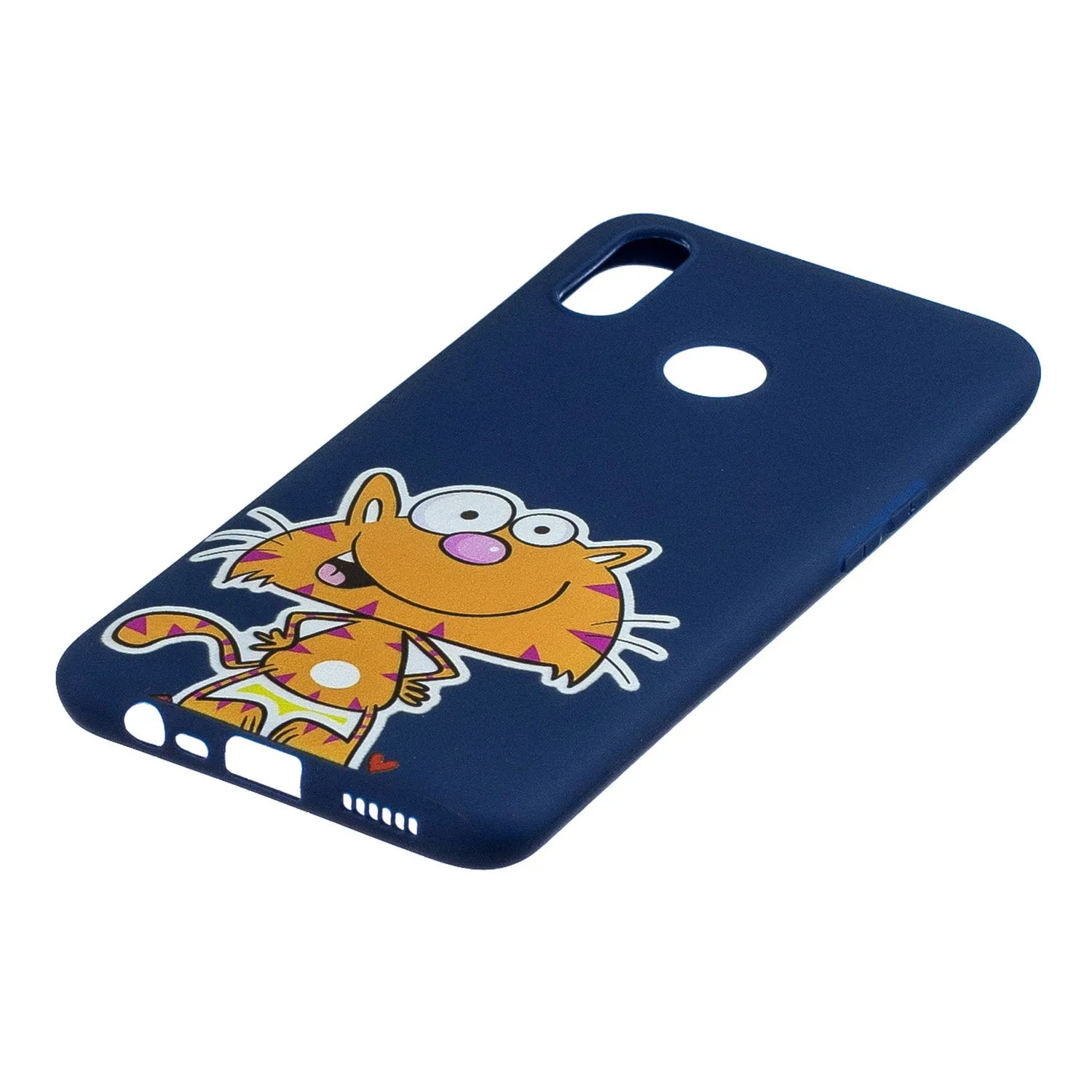 For OPPO Realme 3 Cartoon Lovely Coloured Painted Soft TPU Back Cover Non-slip Shockproof Full Protective Case with Lanyard sapphire