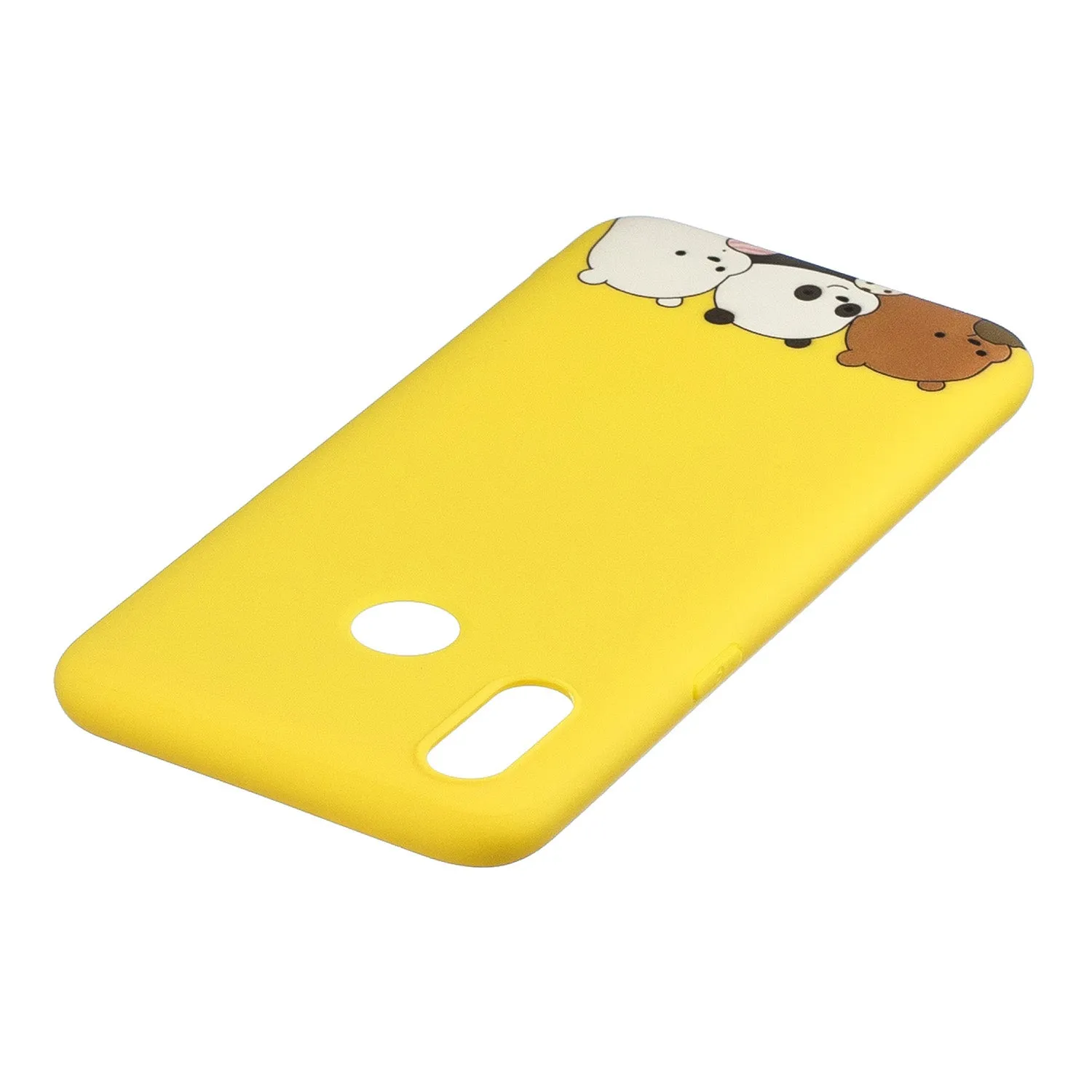 For OPPO Realme 3 Cartoon Lovely Coloured Painted Soft TPU Back Cover Non-slip Shockproof Full Protective Case with Lanyard yellow