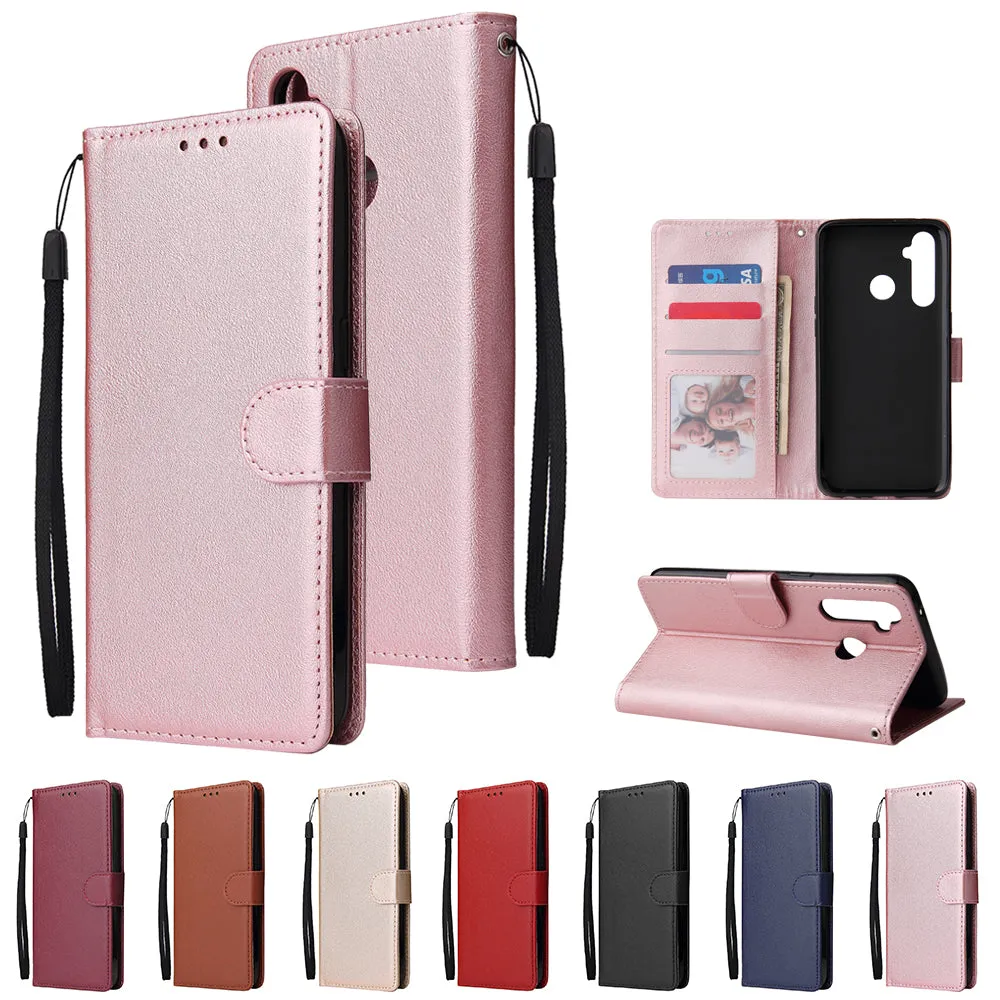 For OPPO Realme 5 Rro Cellphone Cover Buckle Closure Cards Holder Wallet Design Stand Function PU Leather Smart Shell Overall Protection  gold