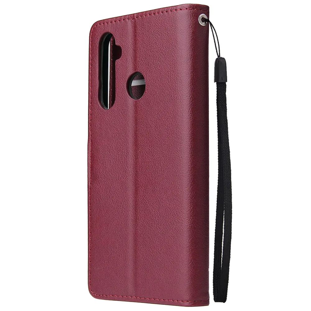 For OPPO Realme 5 Rro Cellphone Cover Buckle Closure Cards Holder Wallet Design Stand Function PU Leather Smart Shell Overall Protection  gold