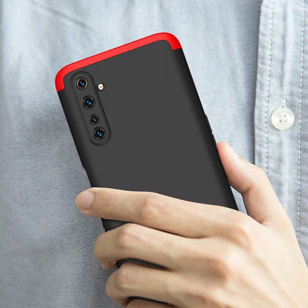 For OPPO Realme 6 Pro Cellphone Case PC Full Protection Anti-Scratch Mobile Phone Shell Cover Red   black