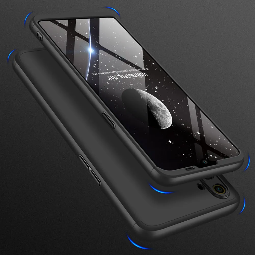 For OPPO Realme C3 360Dgree Full Protection Shockproof PC Phone Back Cover  black