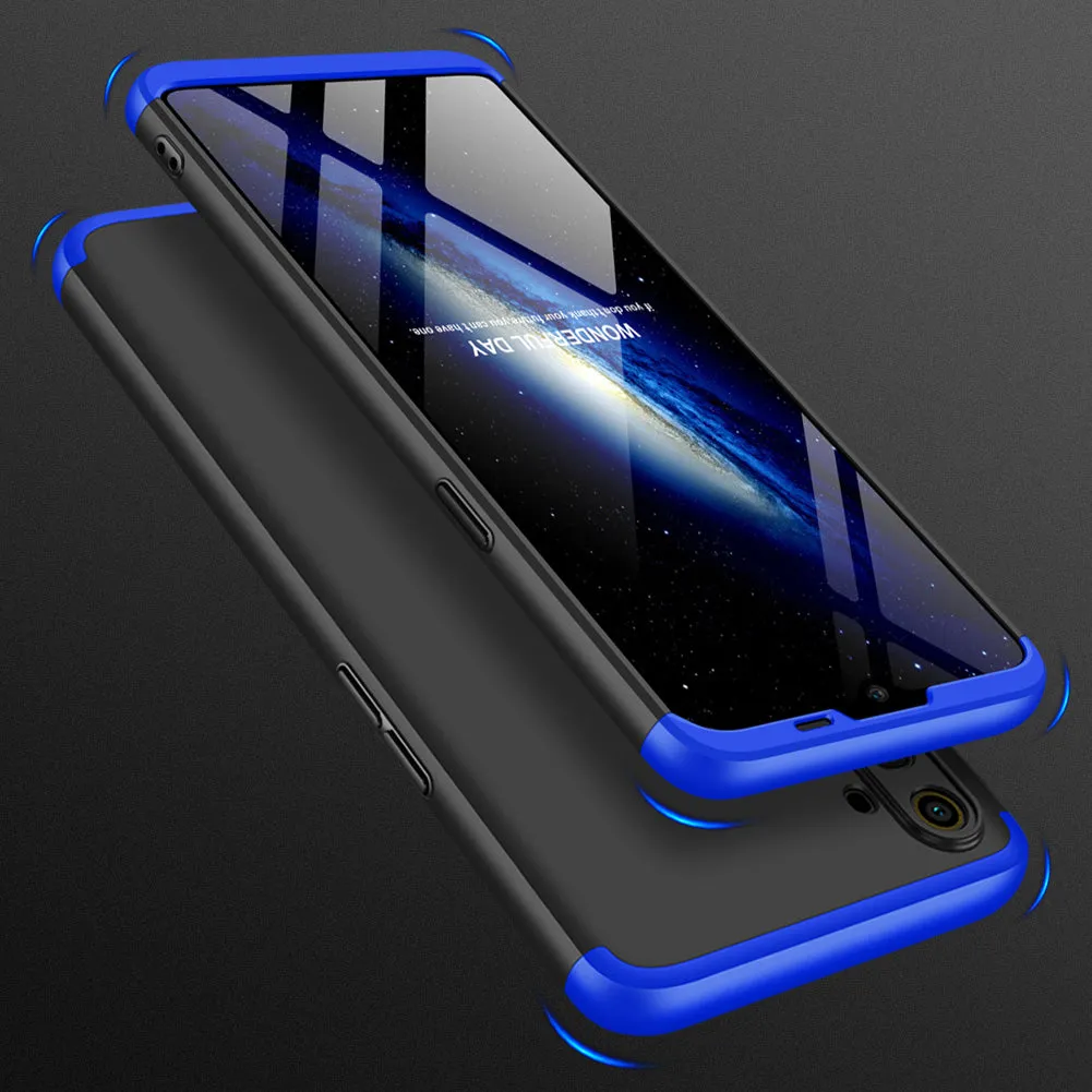 For OPPO Realme C3 360Dgree Full Protection Shockproof PC Phone Back Cover  Blue black blue