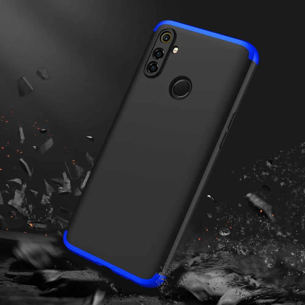 For OPPO Realme C3 360Dgree Full Protection Shockproof PC Phone Back Cover  Blue black blue