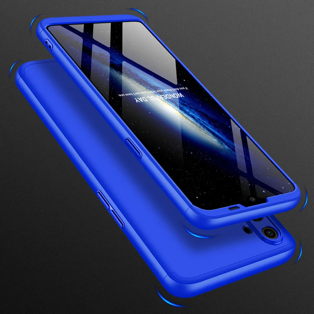 For OPPO Realme C3 360Dgree Full Protection Shockproof PC Phone Back Cover  blue