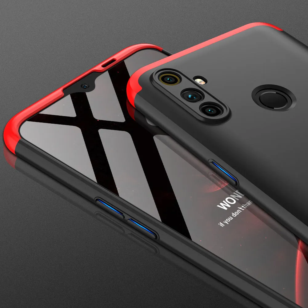 For OPPO Realme C3 360Dgree Full Protection Shockproof PC Phone Back Cover  Red black red