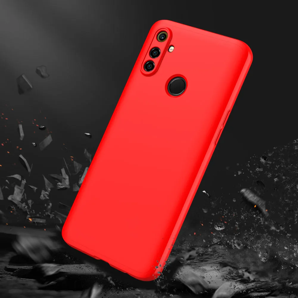 For OPPO Realme C3 360Dgree Full Protection Shockproof PC Phone Back Cover  red