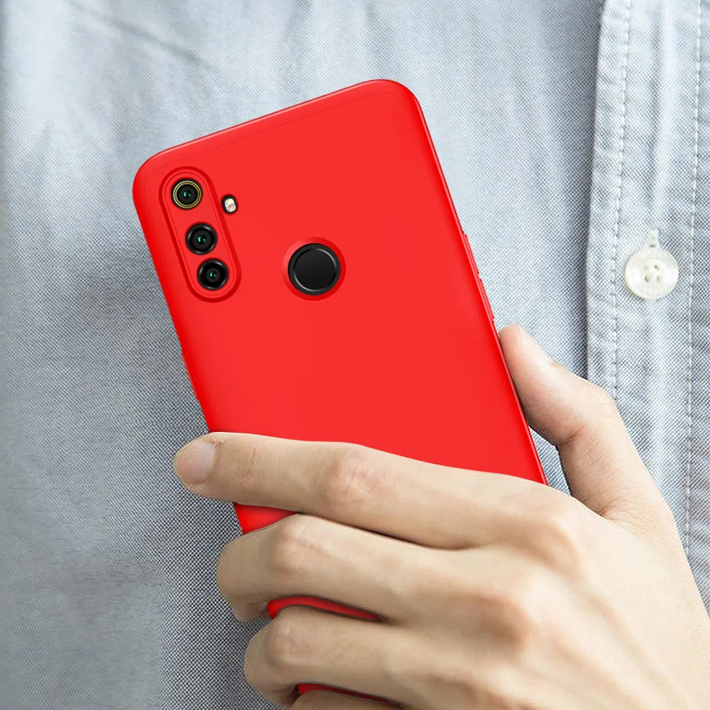 For OPPO Realme C3 360Dgree Full Protection Shockproof PC Phone Back Cover  red