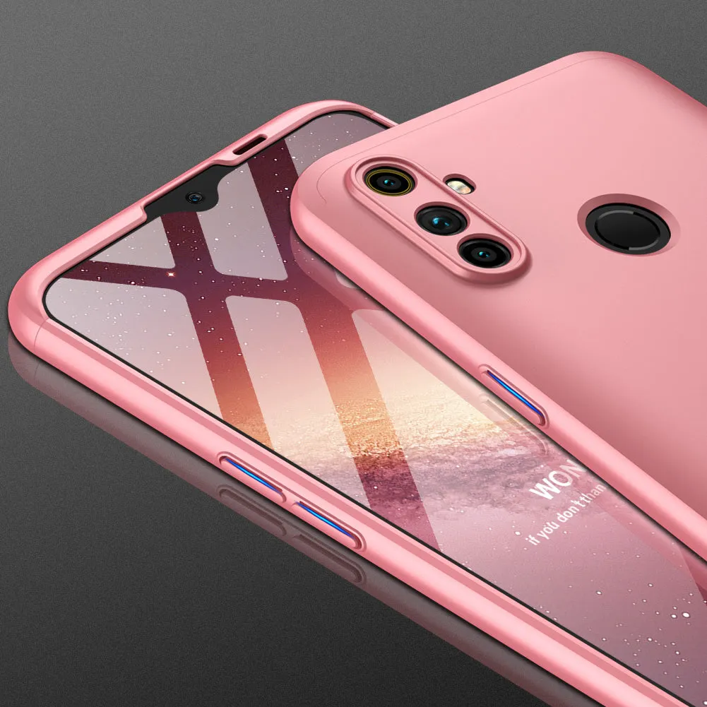 For OPPO Realme C3 360Dgree Full Protection Shockproof PC Phone Back Cover  Rose gold