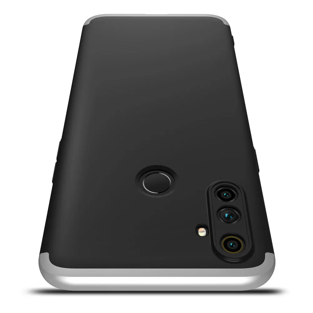 For OPPO Realme C3 360Dgree Full Protection Shockproof PC Phone Back Cover  Silver Black Silver