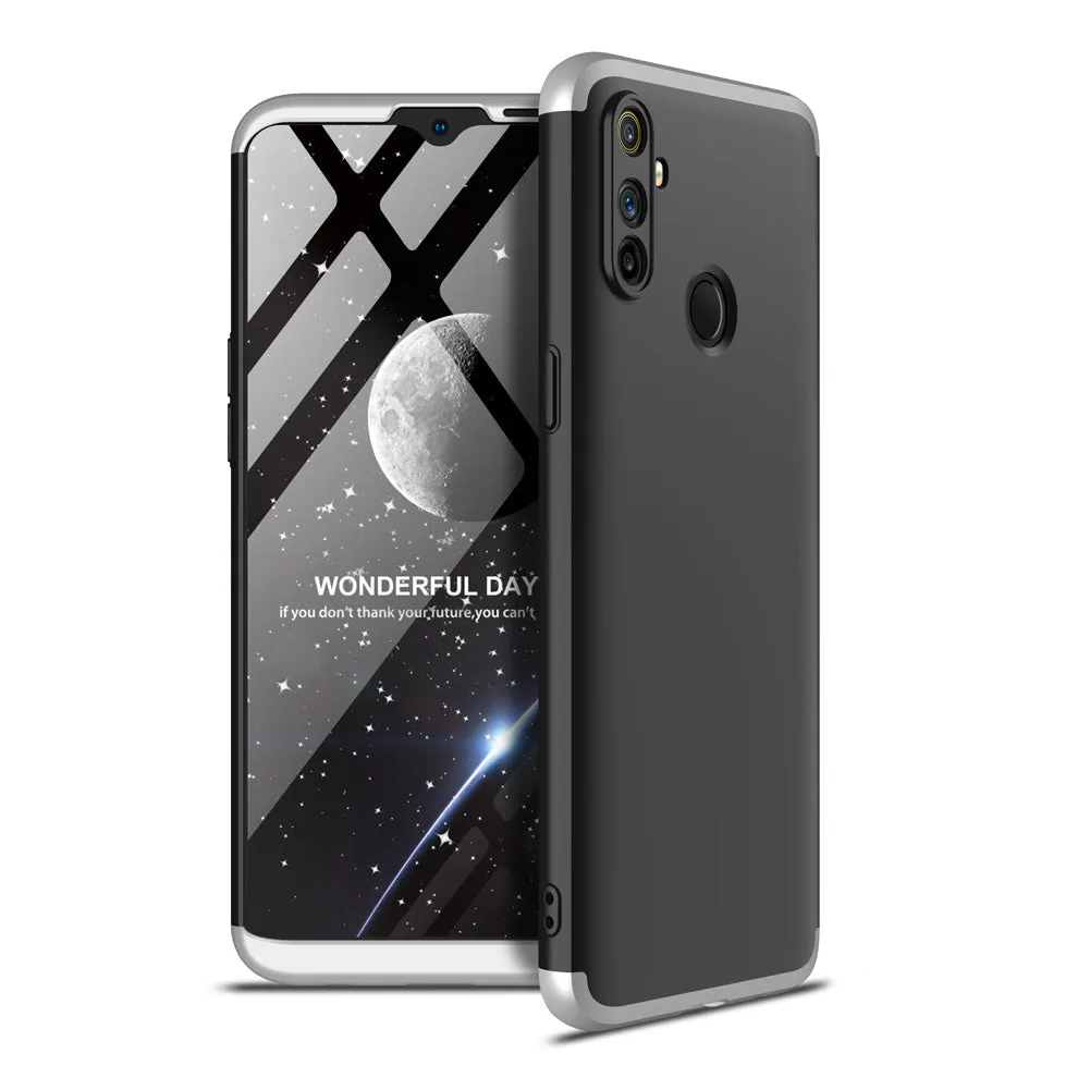 For OPPO Realme C3 360Dgree Full Protection Shockproof PC Phone Back Cover  Silver Black Silver