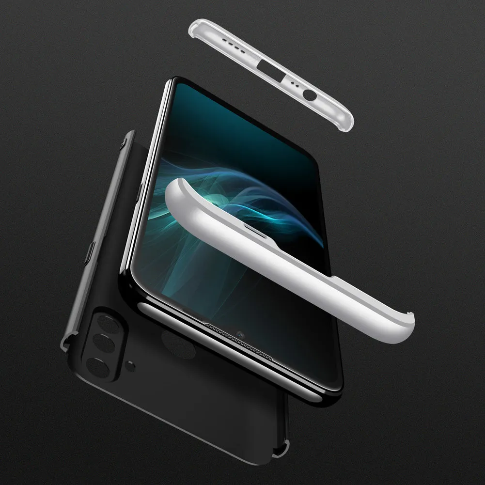 For OPPO Realme C3 360Dgree Full Protection Shockproof PC Phone Back Cover  Silver Black Silver