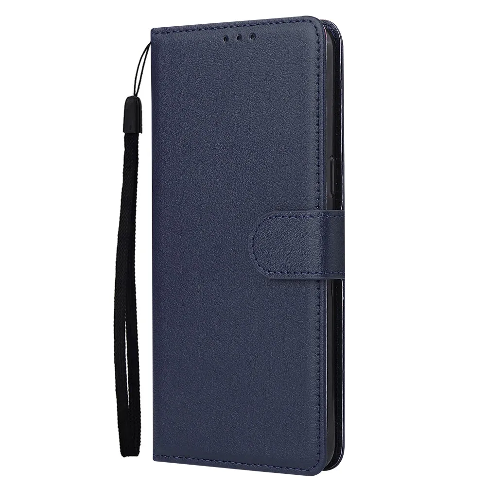 For OPPO Realme C3/Realme 6 PU Leather Mobile Phone Cover with 3 Cards Slots Phone Frame blue