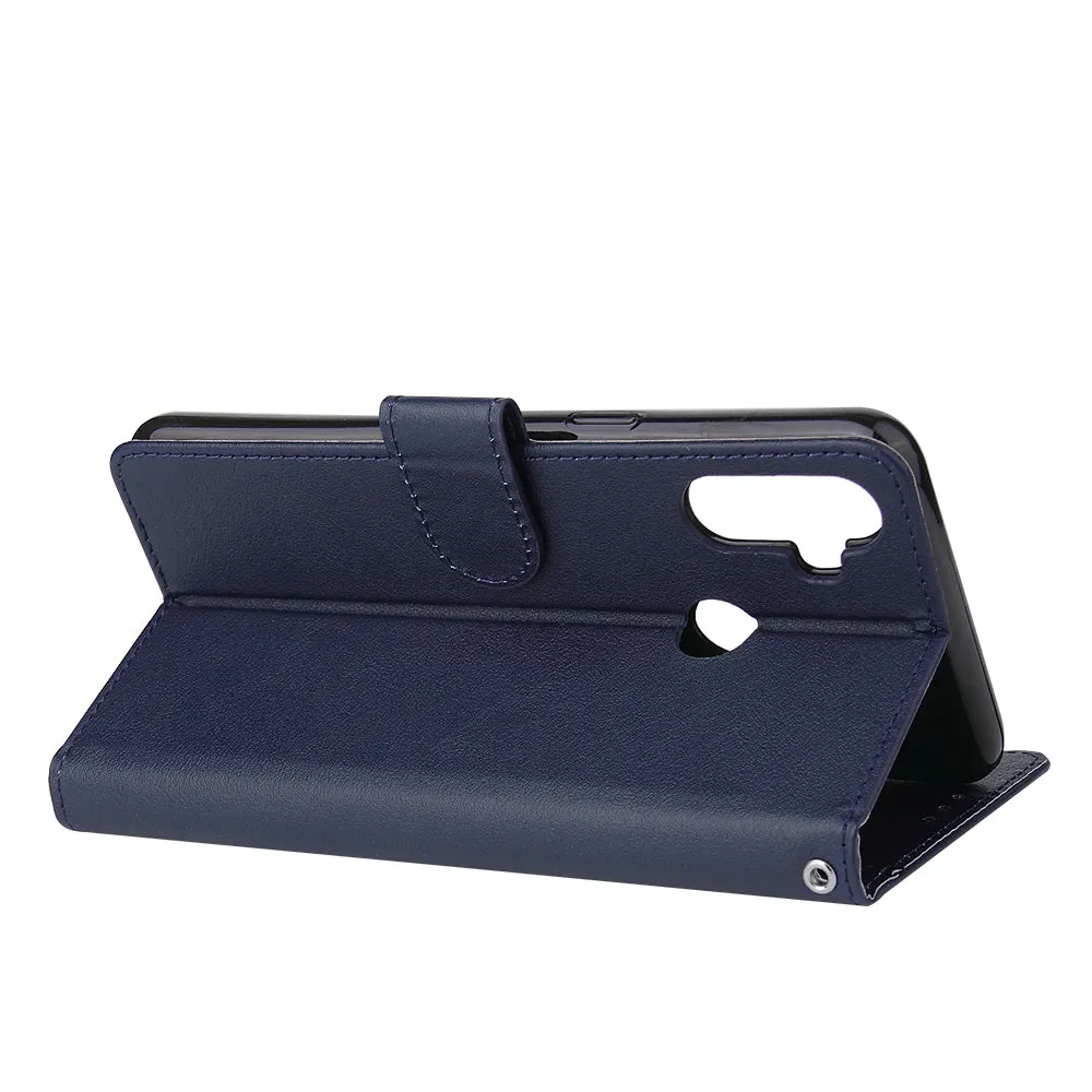 For OPPO Realme C3/Realme 6 PU Leather Mobile Phone Cover with 3 Cards Slots Phone Frame blue