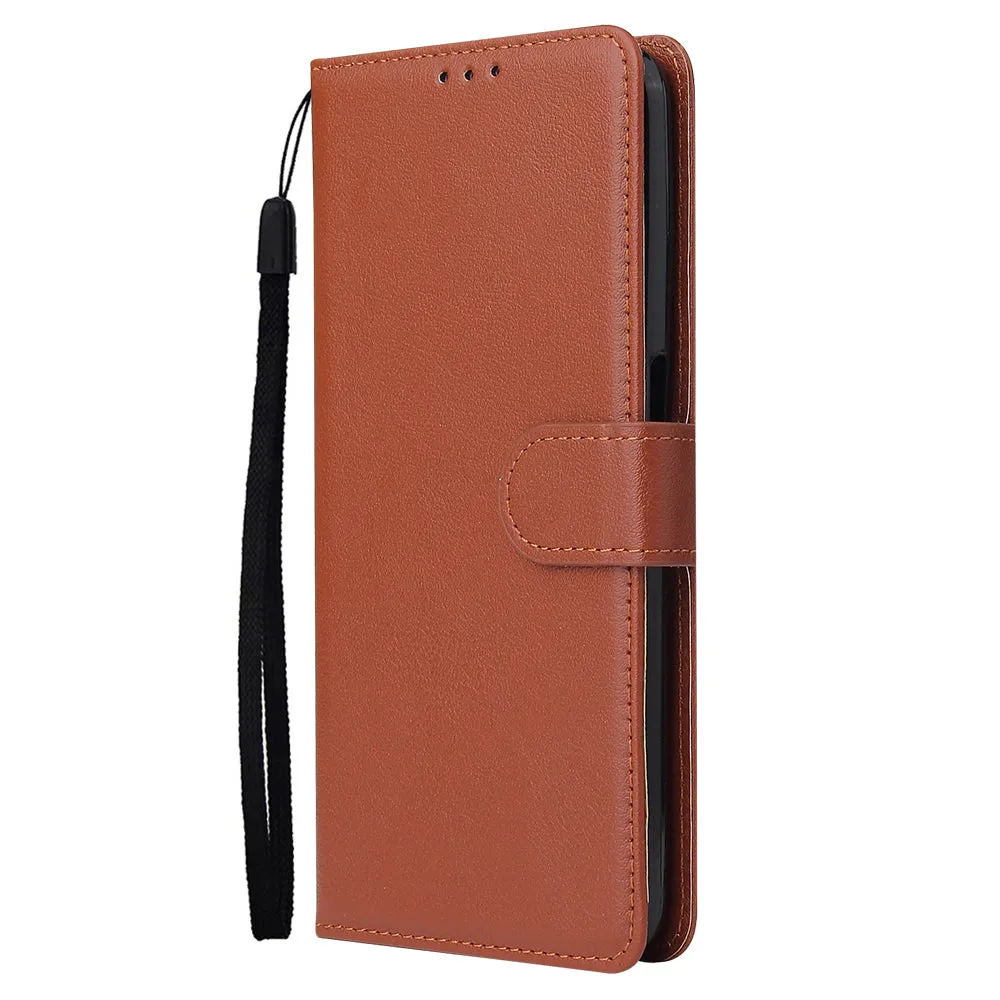 For OPPO Realme C3/Realme 6 PU Leather Mobile Phone Cover with 3 Cards Slots Phone Frame red