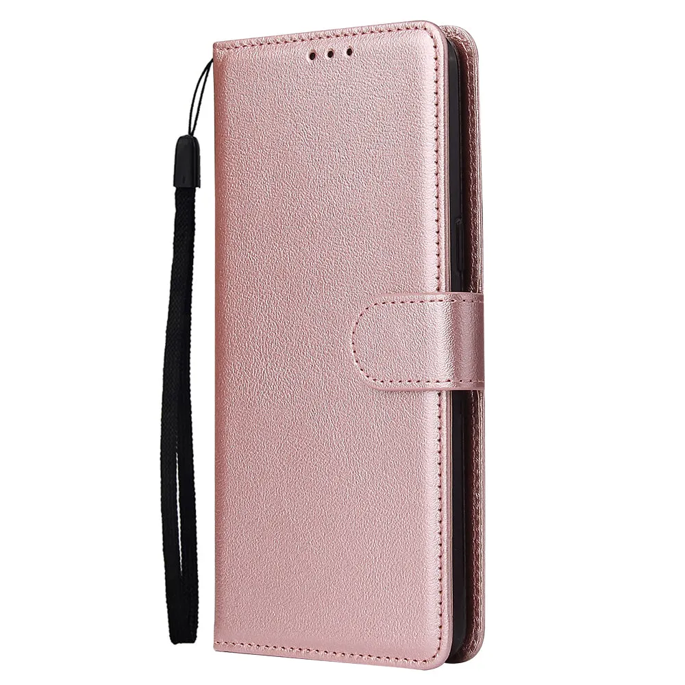 For OPPO Realme C3/Realme 6 PU Leather Mobile Phone Cover with 3 Cards Slots Phone Frame Rose gold