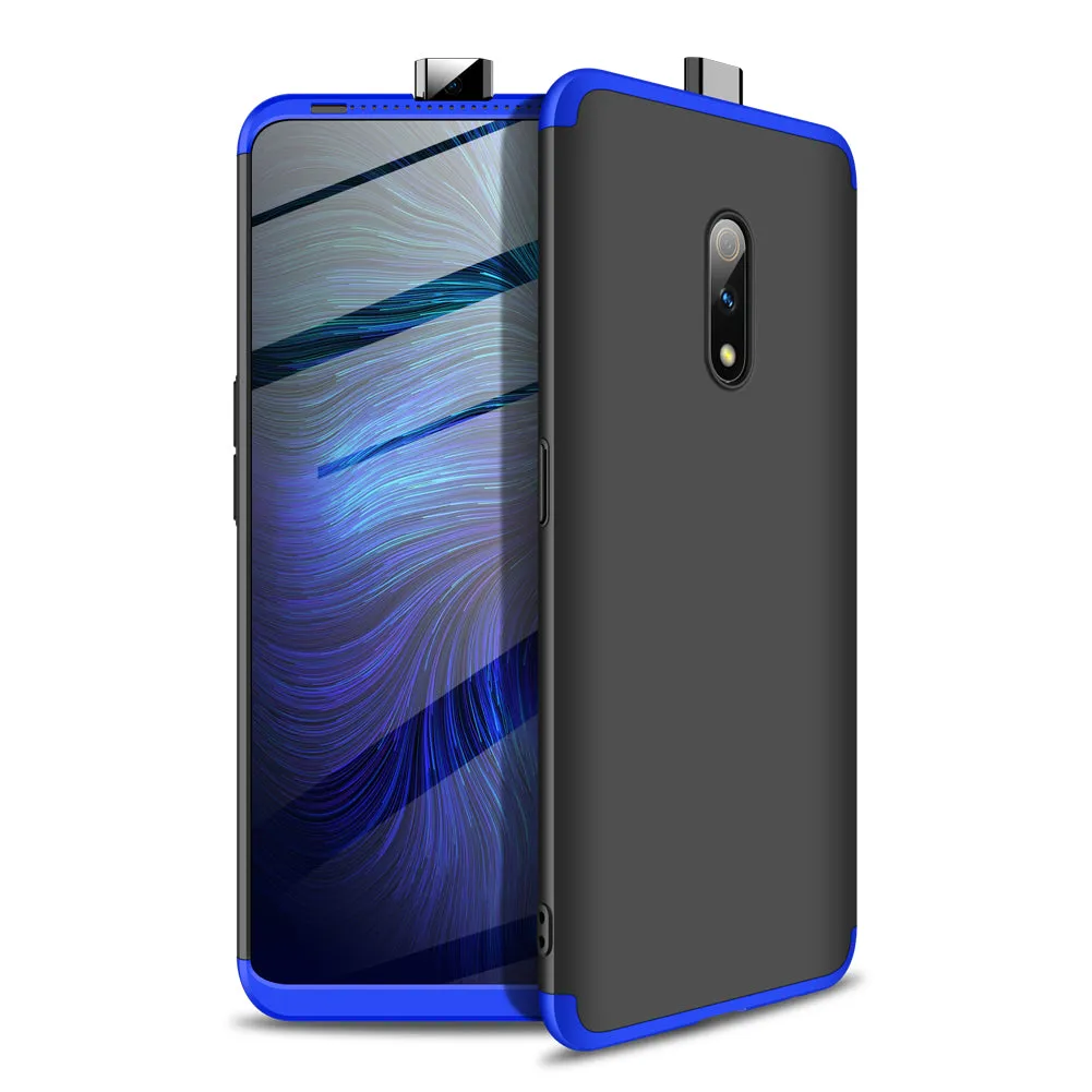 For OPPO Realme X Ultra Slim PC Back Cover Non-slip Shockproof 360 Degree Full Protective Case Silver black silver