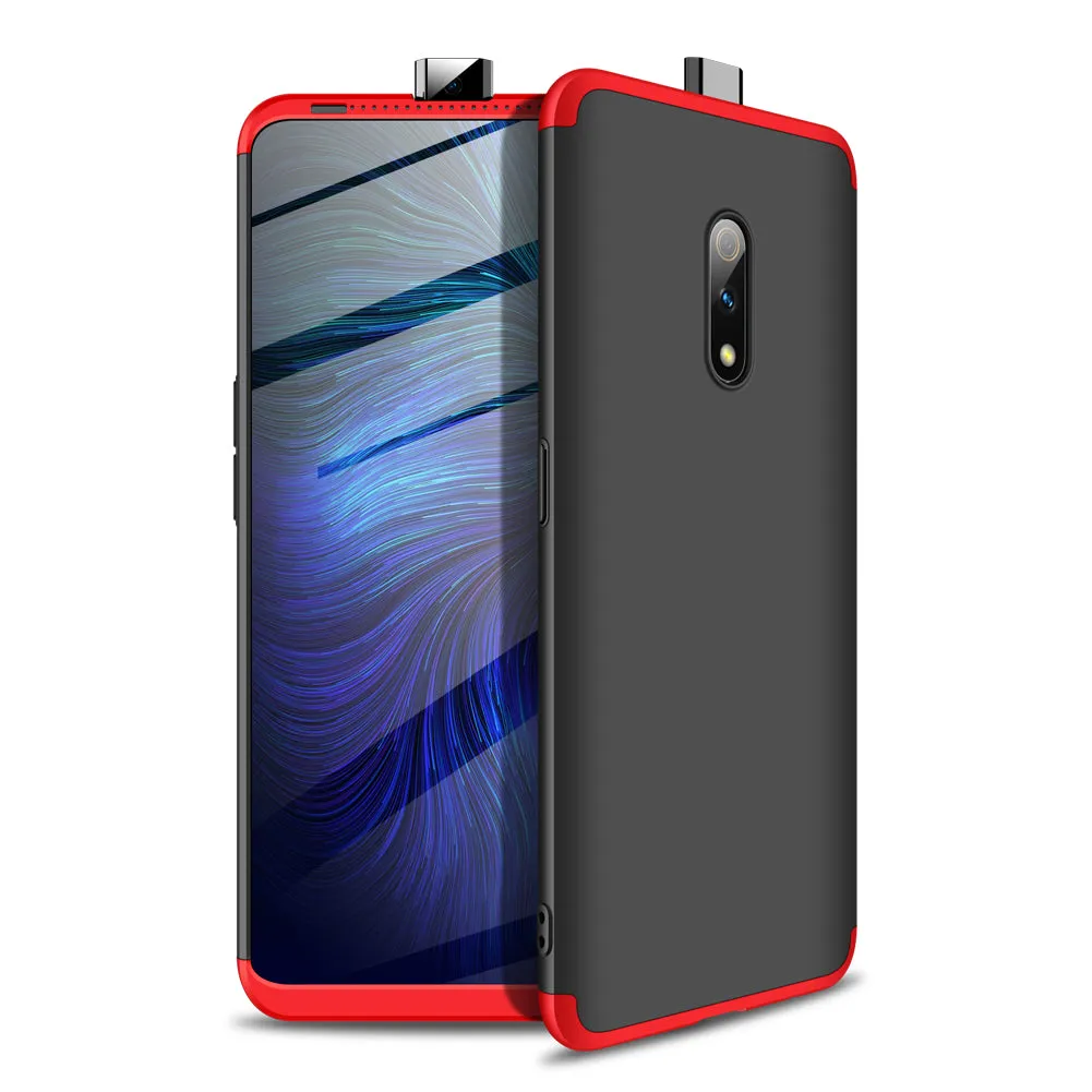 For OPPO Realme X Ultra Slim PC Back Cover Non-slip Shockproof 360 Degree Full Protective Case Silver black silver