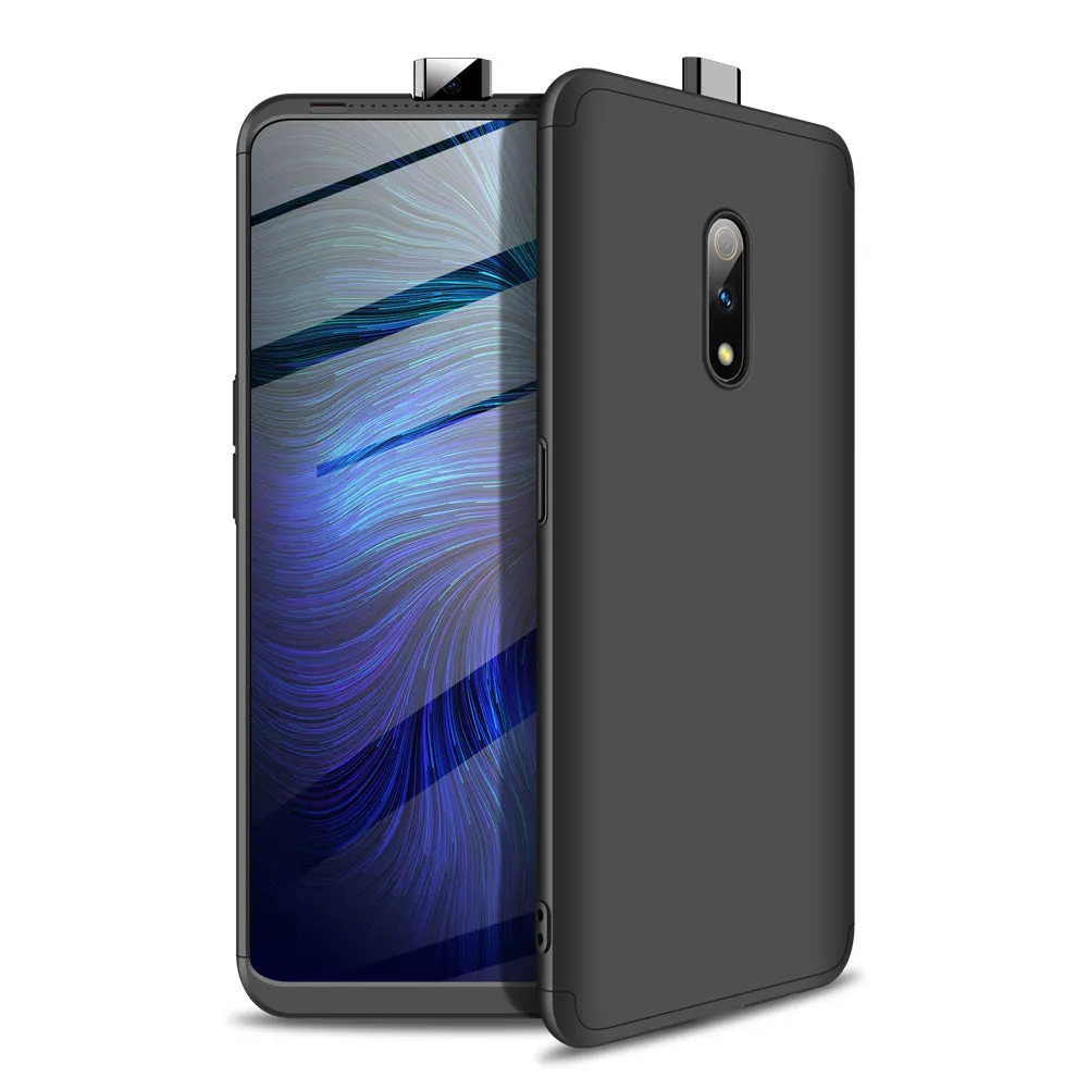 For OPPO Realme X Ultra Slim PC Back Cover Non-slip Shockproof 360 Degree Full Protective Case Silver black silver