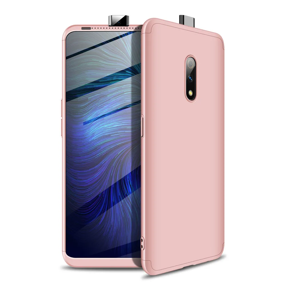 For OPPO Realme X Ultra Slim PC Back Cover Non-slip Shockproof 360 Degree Full Protective Case Silver black silver