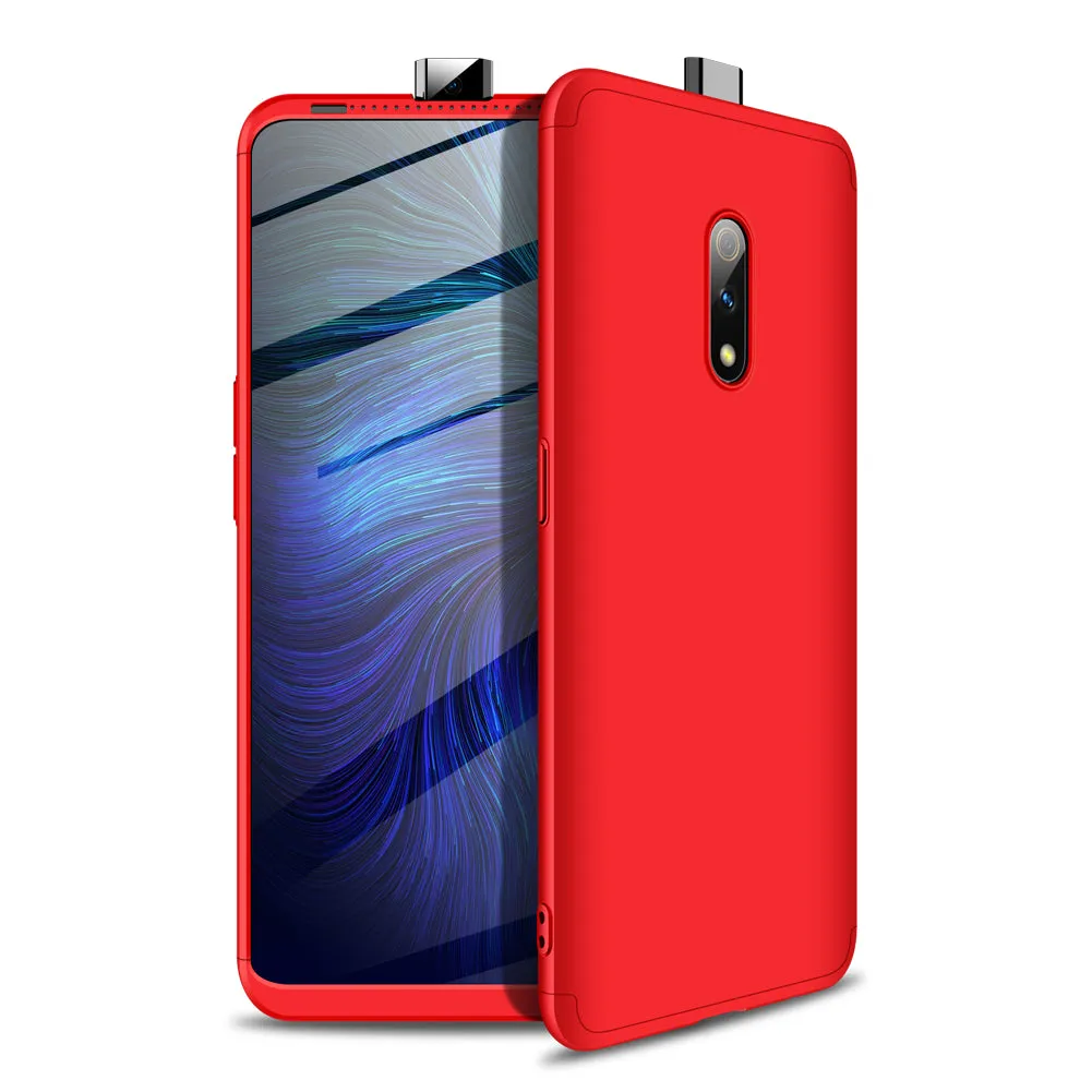 For OPPO Realme X Ultra Slim PC Back Cover Non-slip Shockproof 360 Degree Full Protective Case Silver black silver