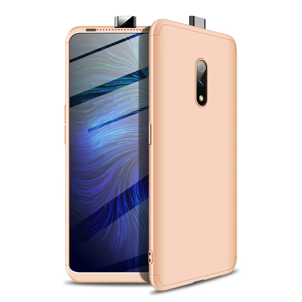 For OPPO Realme X Ultra Slim PC Back Cover Non-slip Shockproof 360 Degree Full Protective Case Silver black silver