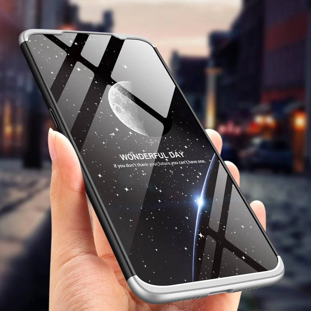 For OPPO realme3 Ultra Slim PC Back Cover Non-slip Shockproof 360 Degree Full Protective Case Silver black silver