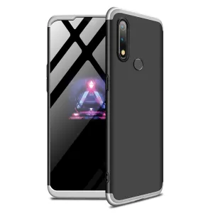 For OPPO realme3 Ultra Slim PC Back Cover Non-slip Shockproof 360 Degree Full Protective Case Silver black silver