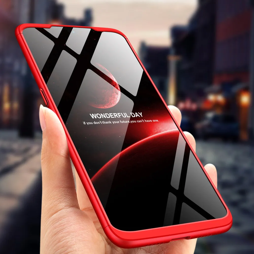 For OPPO realme3 Ultra Slim PC Back Cover Non-slip Shockproof 360 Degree Full Protective Case Silver black silver