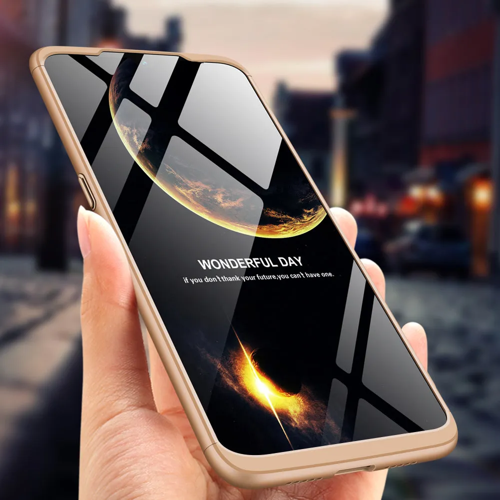 For OPPO realme3 Ultra Slim PC Back Cover Non-slip Shockproof 360 Degree Full Protective Case Silver black silver